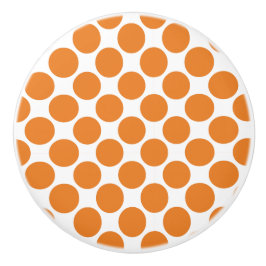 Pomo De Cerámica Naranja y polka blanco punto cerámica Knob