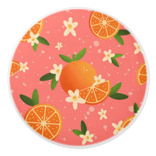 Pomo De Cerámica Naranjas y alegría de la floración naranja