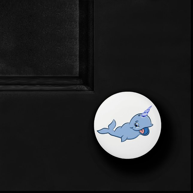 Pomo De Cerámica Narwhal Blue | Bebé Adorable Kawaii Ocean Room (Subido por el creador)