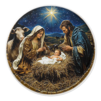 Pomo De Cerámica Nativity Scene