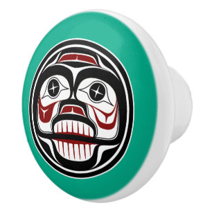 Pomo De Cerámica Nativo Americano Rojo Negro Haida Arte llorando Cr
