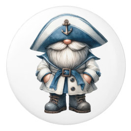 Pomo De Cerámica Nautical Beach Gnome