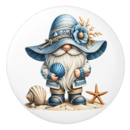 Pomo De Cerámica Nautical Beach Gnome