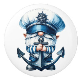 Pomo De Cerámica Nautical Beach Gnome