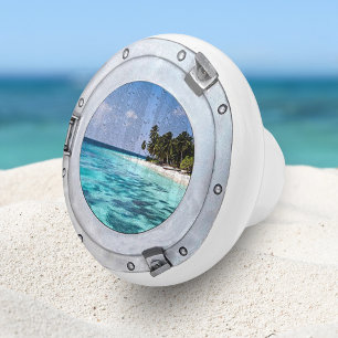 Pomo De Cerámica Nautical Bote Porthole Tropical Beach Ocean