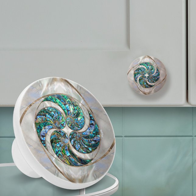 Pomo De Cerámica Nautilus Shell - Abalone y Pearl (Subido por el creador)