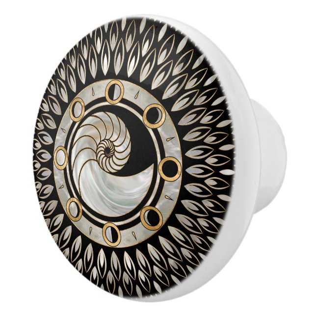 Pomo De Cerámica Nautilus Shell - Fases de la luna (Derecha)
