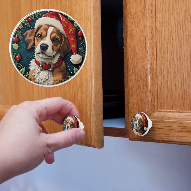 Pomo De Cerámica Navidad Cachorro Maravilla (Subido por el creador)