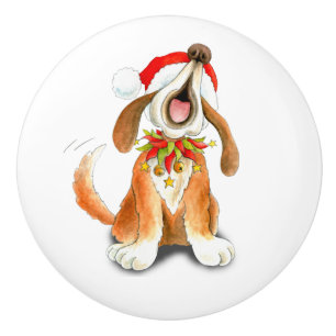 Pomo De Cerámica Navidades cantando perritos de arte