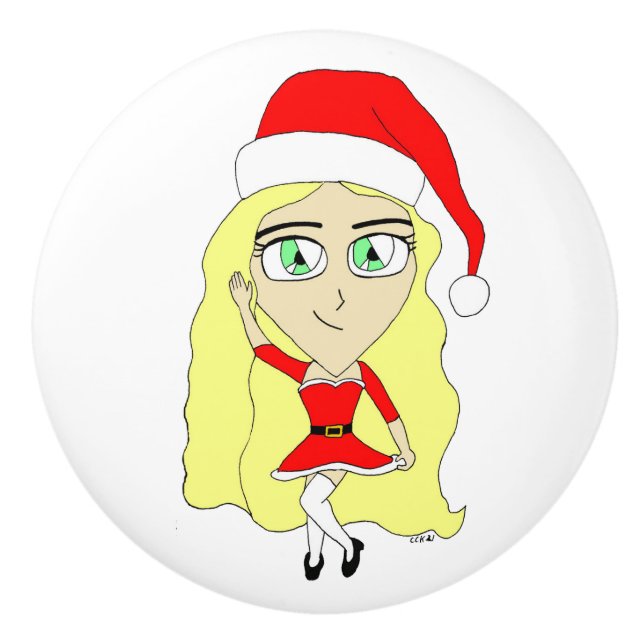 Pomo De Cerámica Navidades chibi (Anverso)