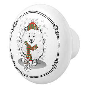 Pomo De Cerámica Navidades de invierno Nieve de cerdo (blanca)