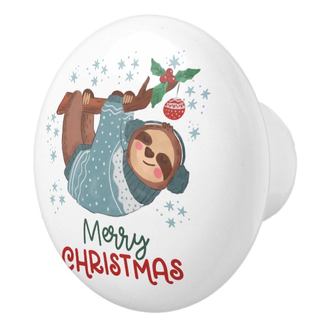 Pomo De Cerámica Navidades de Lazy Sloth (Derecha)