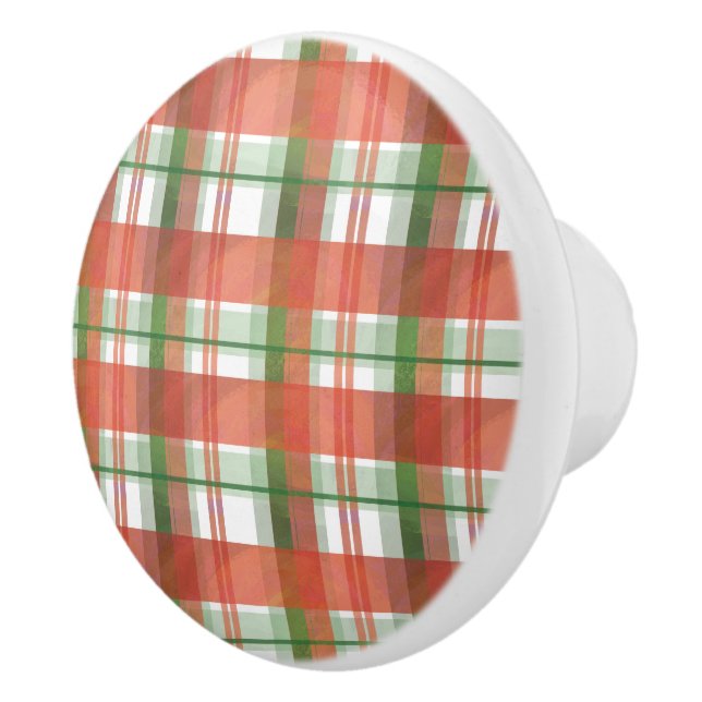 Pomo De Cerámica Navidades de Madras Plaid (Derecha)