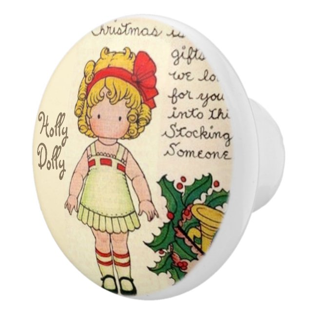 Pomo De Cerámica Navidades de nombres personalizados Dolly (Derecha)