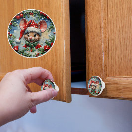 Pomo De Cerámica Navidades del ratón de Peeping