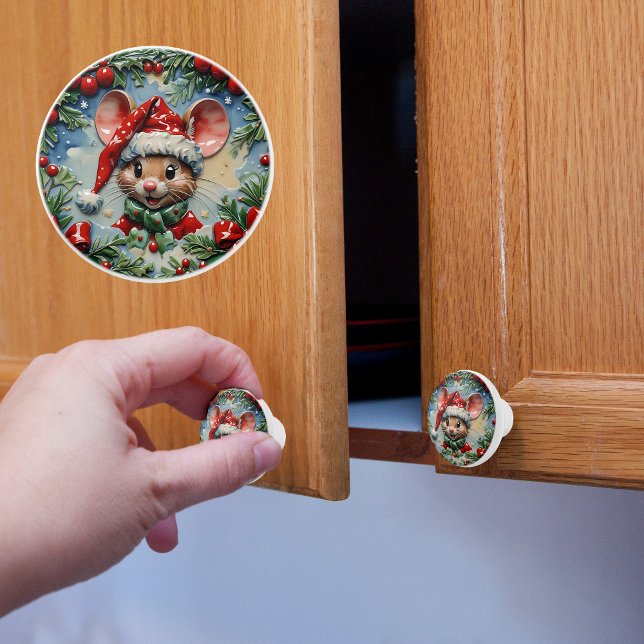 Pomo De Cerámica Navidades del ratón de Peeping (Subido por el creador)