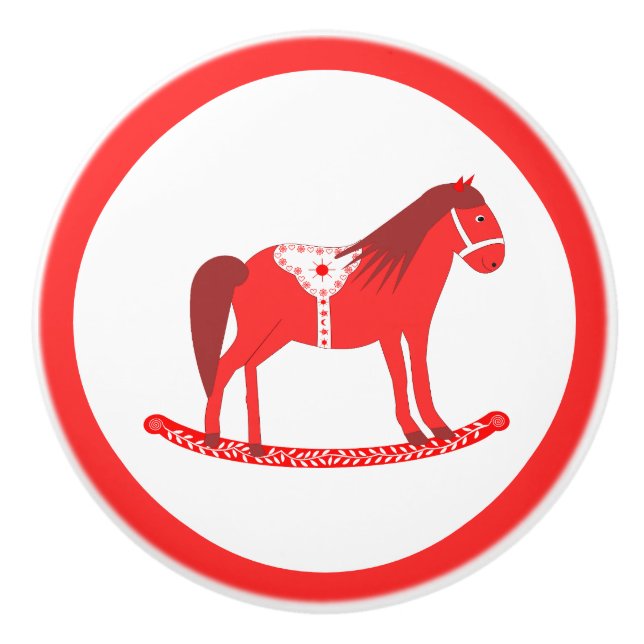 Pomo De Cerámica Navidades escandinavos rodando caballo (Anverso)