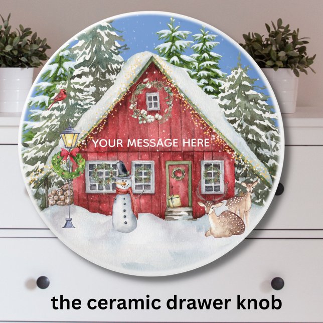 Pomo De Cerámica Navidades festivos escena Nieve Árboles ciervos (Subido por el creador)