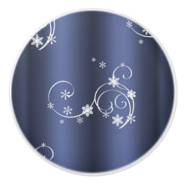 Pomo De Cerámica Navidades Metálicos Verde azulados, Swirls Blancos