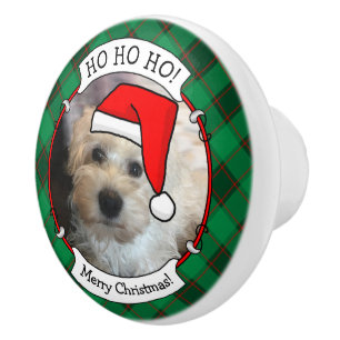 Pomo De Cerámica Navidades personalizados fotograma rojo y verde