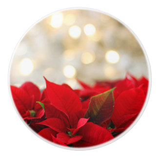 Pomo De Cerámica Navidades Poinsettia