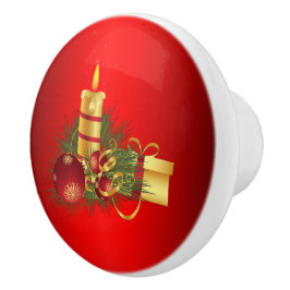 Pomo De Cerámica Navidades rojos