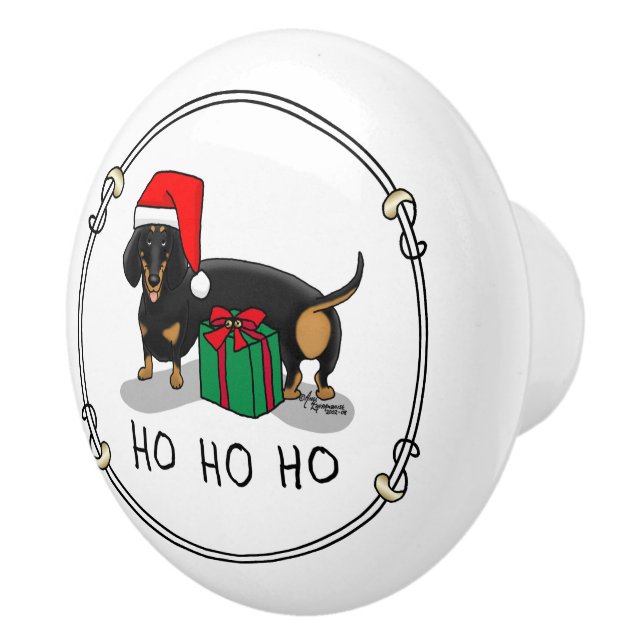 Pomo De Cerámica Navidades Santa Dachshund (S black & tan) Cute (Derecha)