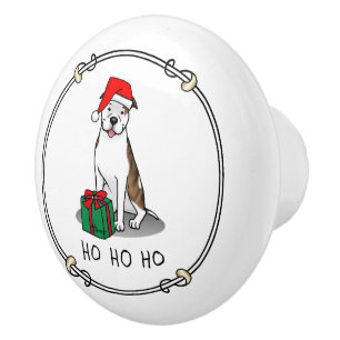 Pomo De Cerámica Navidades Santa Pit Bull (izquierda romano le whit