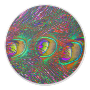 Pomo De Cerámica Navidades Tinsel Peacock Feathers