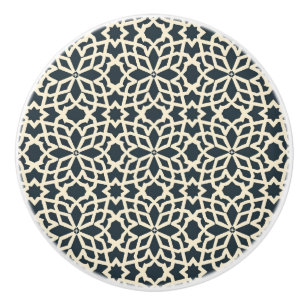 Pomo De Cerámica Navy y marfil geométrico - Elegante