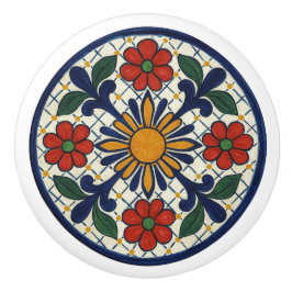 Pomo De Cerámica Negrita Talavera Sunburst Ceramic Knob