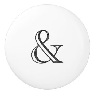 Pomo De Cerámica Negro grabado academia del signo "&"