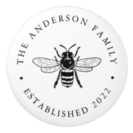 Pomo De Cerámica Negro | Ilustracion de abejas ventilado personaliz