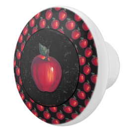Pomo De Cerámica Negro rojo de las manzanas