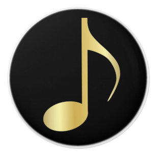 Pomo De Cerámica Negro y botón de la nota de la música del oro