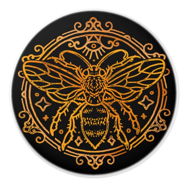 Pomo de cerámica negro y dorada (Anverso)