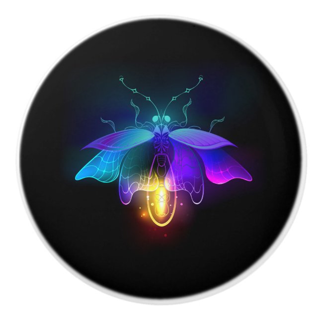Pomo De Cerámica Neon Firefly en negro (Anverso)