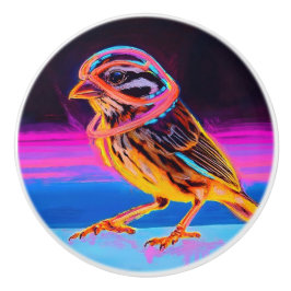 Pomo De Cerámica Neon Sparrow con acentos brillantes