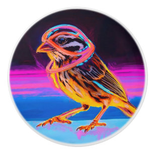 Pomo De Cerámica Neon Sparrow con acentos brillantes