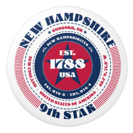 Pomo De Cerámica New Hampshire Estados Unidos Tipografía Azul Blanc
