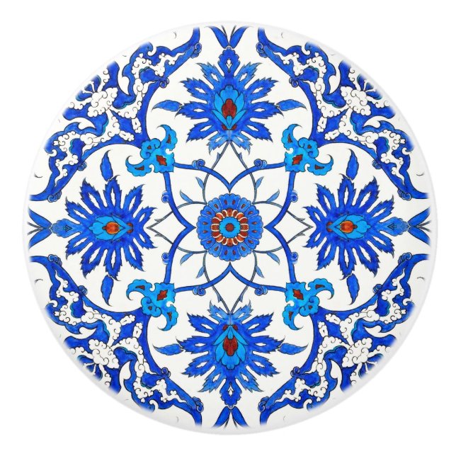 Pomo De Cerámica Nilo de estilo Art Nouveau chino - Azul cobalto y  (Anverso)