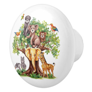 Pomo De Cerámica niños lindos bebé unisex jungla animales