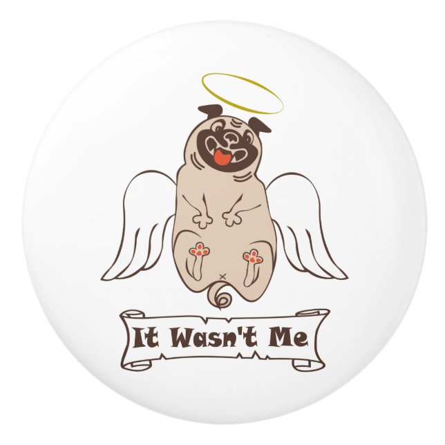 Pomo De Cerámica No fue una cita graciosa de ángel pug de mí (Anverso)