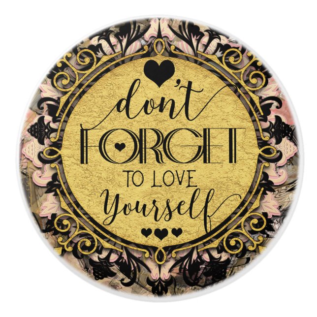 Pomo De Cerámica No te olvides de amarte a ti mismo Black Marble Sw (Anverso)