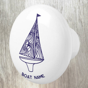 Pomo De Cerámica Nombre de barco personalizado para navegar