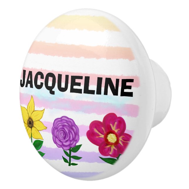 Pomo De Cerámica NOMBRE DE las franjas acuáticas moradas rosadas fl (Derecha)