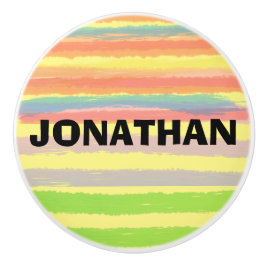 Pomo De Cerámica NOMBRE Naranja azul Tiras verdes Tejido cerámico