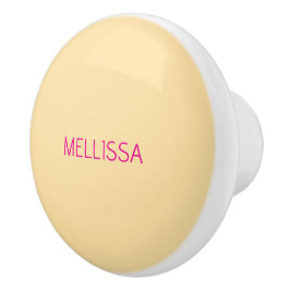 Pomo De Cerámica Nombre personalizado minimalista crema