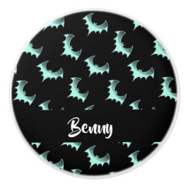 Pomo De Cerámica Nombre personalizado murciélagos azules