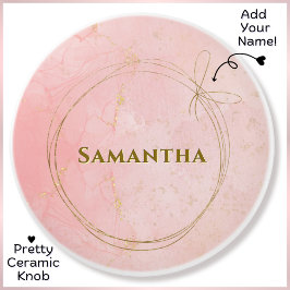 Pomo De Cerámica Nombre personalizado Pink & Gold Ceramic Knob